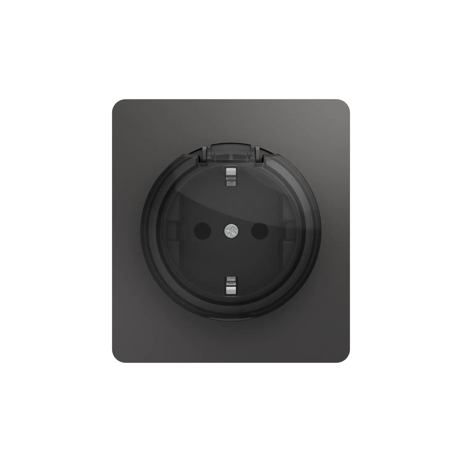 Розетка ROUND 1-ая с/з с/у, со шторками и крышкой 16А титан KRANZ