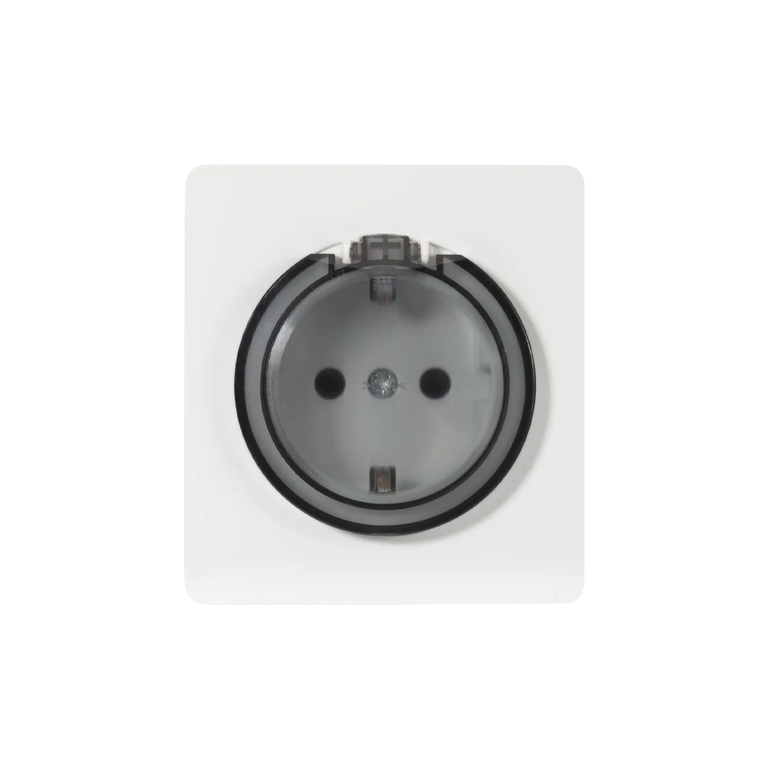 Розетка ROUND 1-ая с/з с/у, со шторками и крышкой 16А перламутр KRANZ