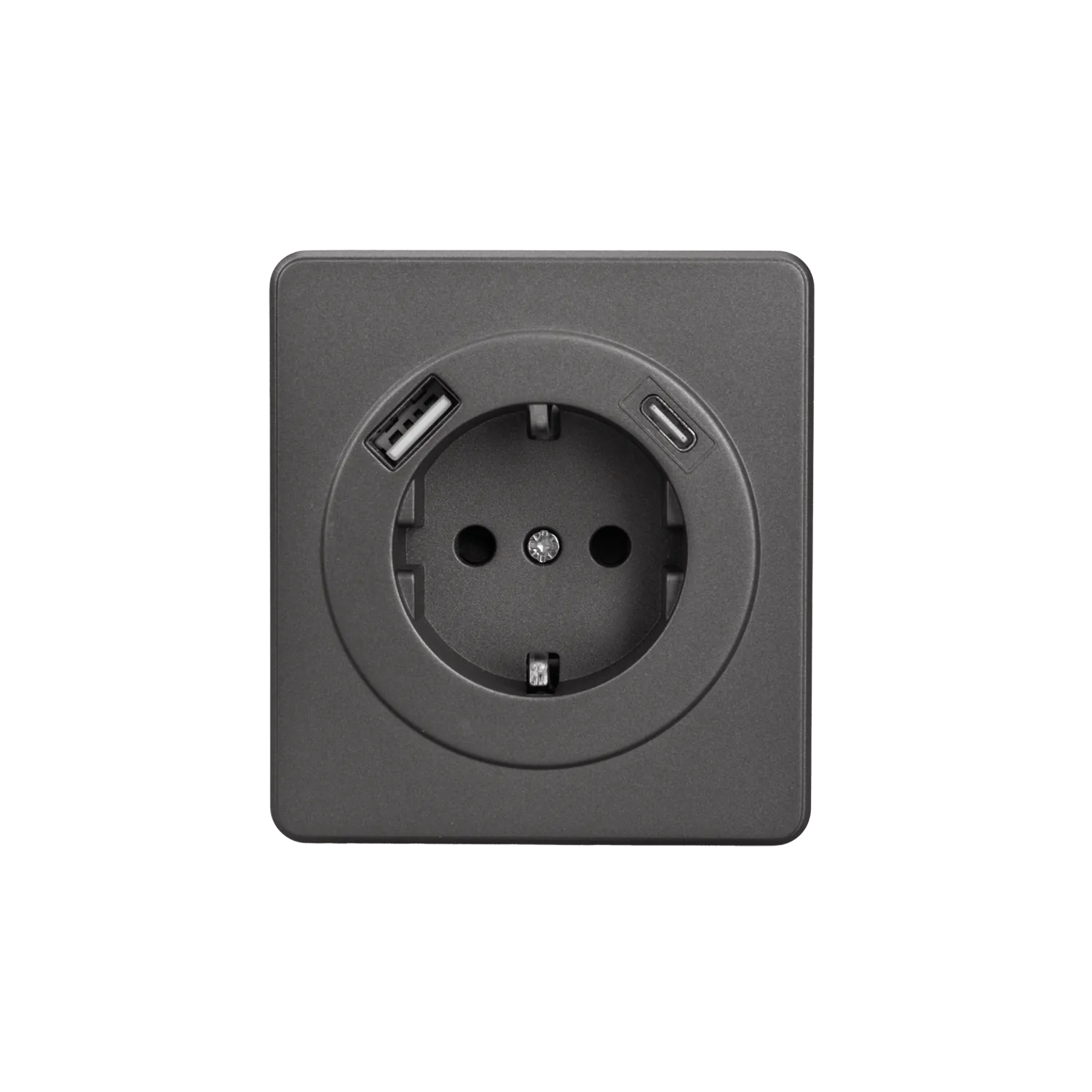 Розетка ROUND 1-ая с/з с/у з/ш 16А с USB A+C быстрой зарядки 5В/3А титан KRANZ