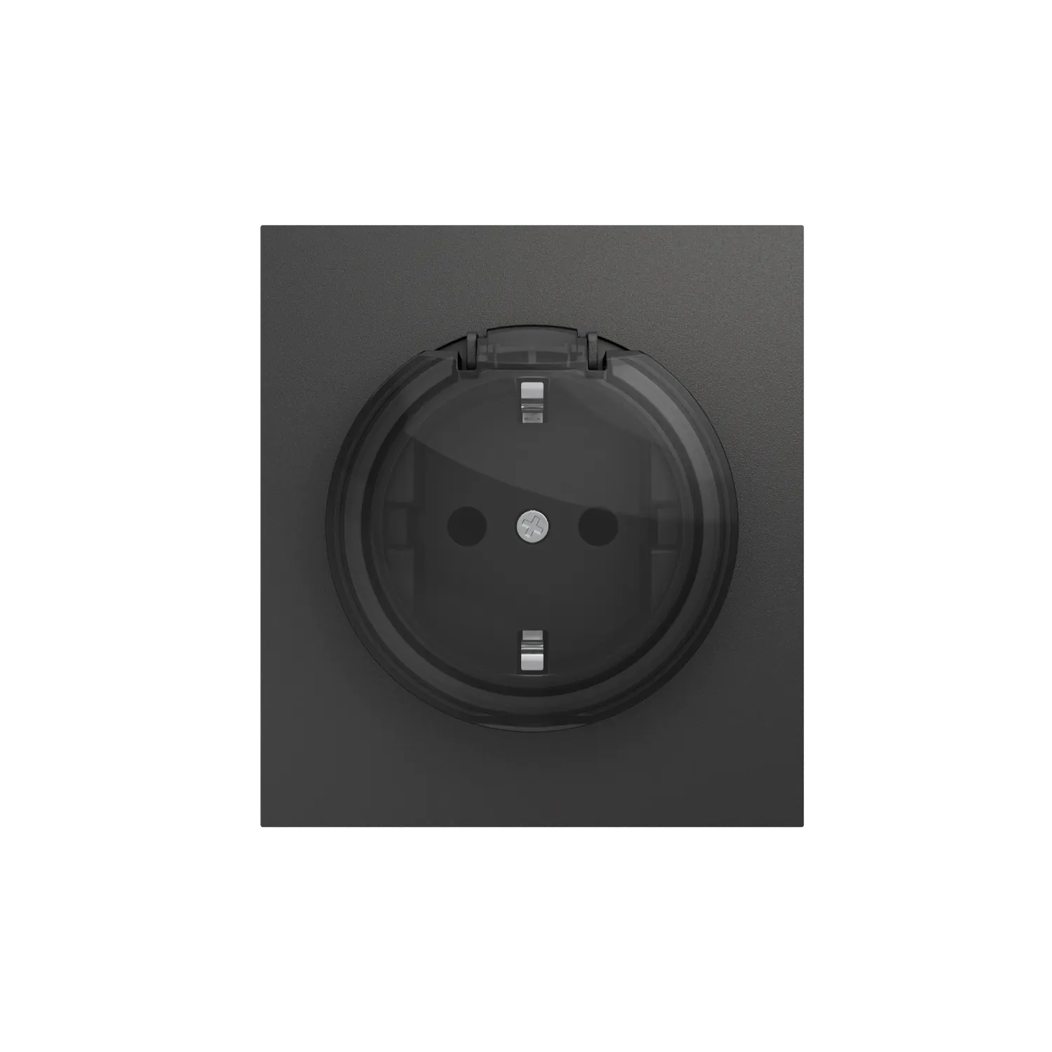 Розетка STRONG 1-ая с/з с/у, со шторками и крышкой 16А графит KRANZ